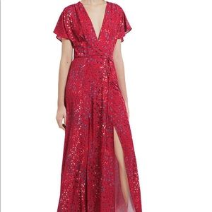 French connection red floral wrap dress size 0